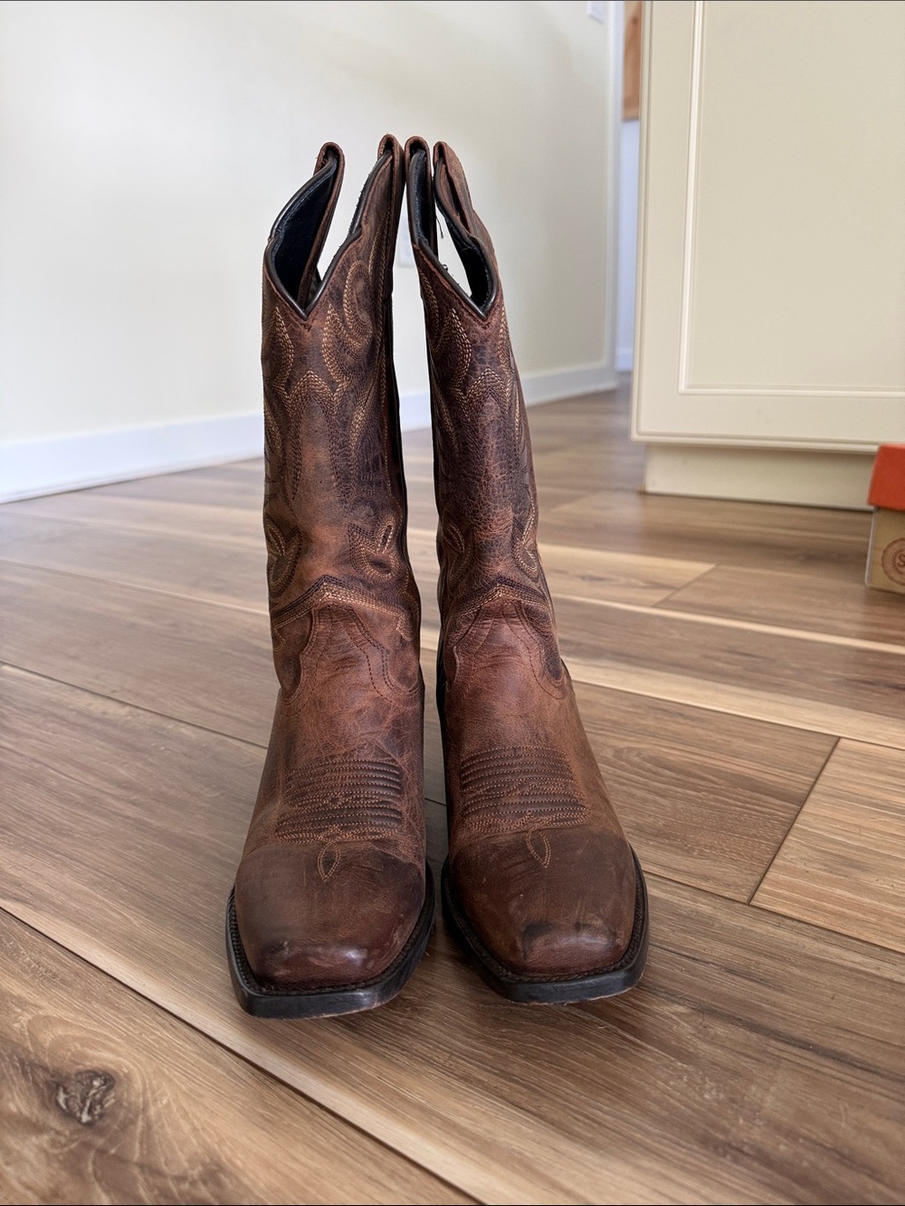 J.B. Dillon Brown Leather Western Cowboy Boots - Picture 3 of 6